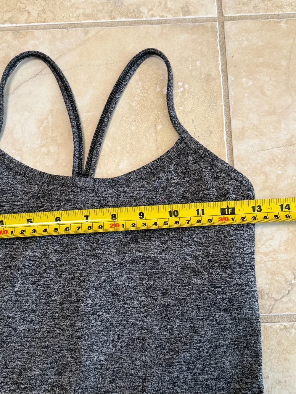 Lululemon Women’s Tank Top Size S Gray Heather Built-In Bra Strappy Yoga Athleti